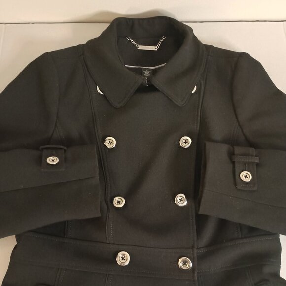 White House Black Market Black Double-Breasted Trench Coat Women’s Large EUC - Picture 4 of 16